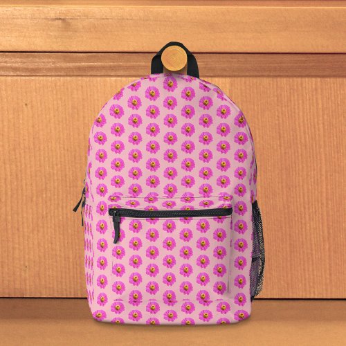 Pink Zinnia Flower Seamless Pattern on Backpack