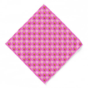 Pink Zinnia Flower Seamless Pattern on Bandana