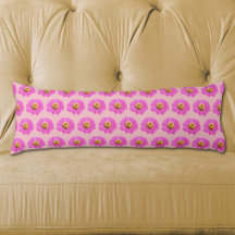 Pink Zinnia Flower Seamless Pattern on Body Pillow