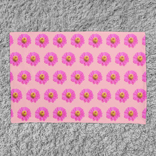 Pink Zinnia Flower Seamless Pattern on Pillow Case
