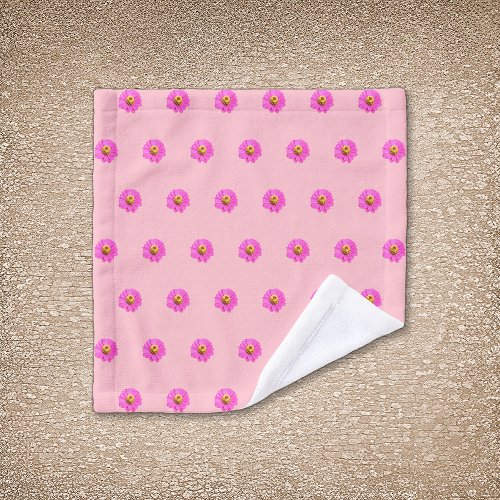 Pink Zinnia Flower Seamless Pattern on Wash Cloth