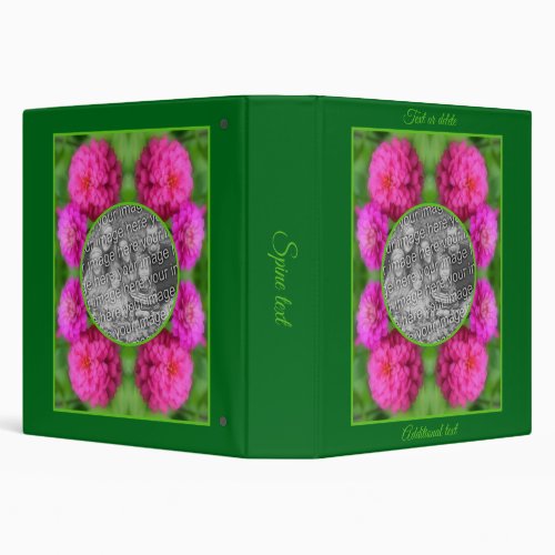 Pink Zinnia Flowers Frame Create Your Own Photo 3 Ring Binder