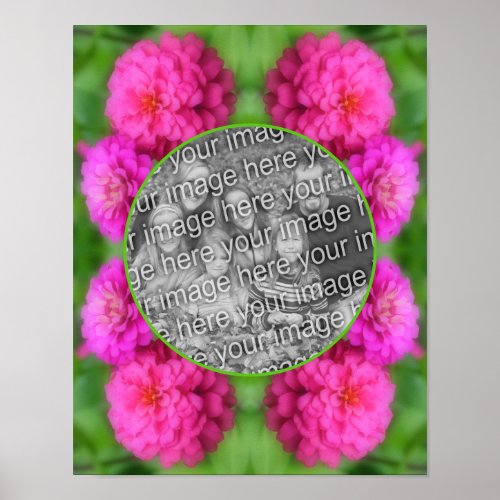 Pink Zinnia Flowers Frame Create Your Own Photo Poster