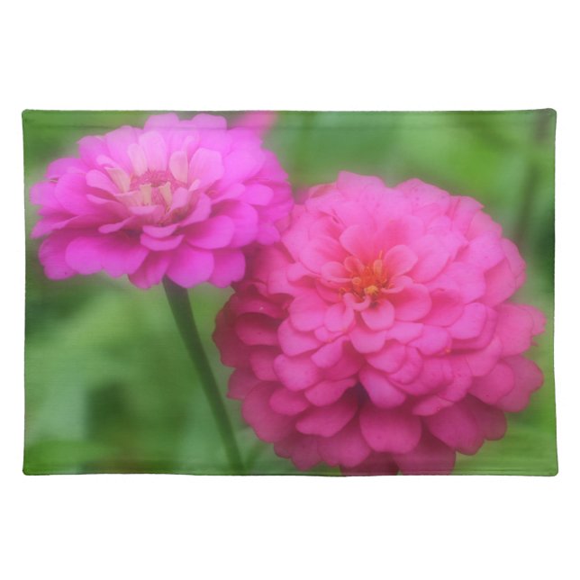 Pink Zinnia Flowers  Placemat (Front)