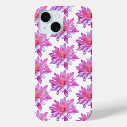 Pink zinnia pink daisy pretty floral pattern iPhone 15 case