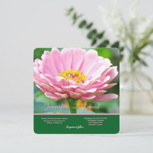 Pink Zinnia Wedding Invitation