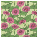 Pink Zinnias on light green Fabric