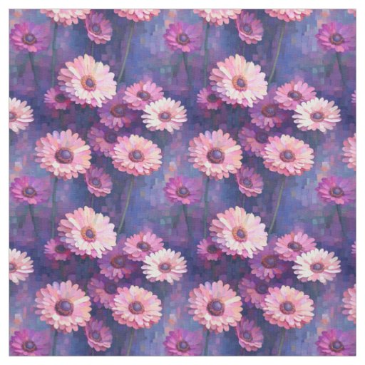 Pink Zinnias on Purple Fabric