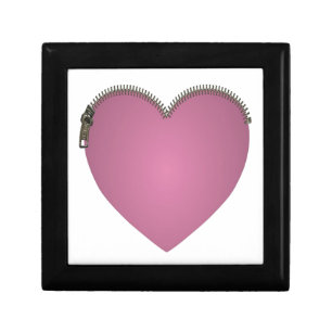 Pink Zipped Heart Jewelry Box