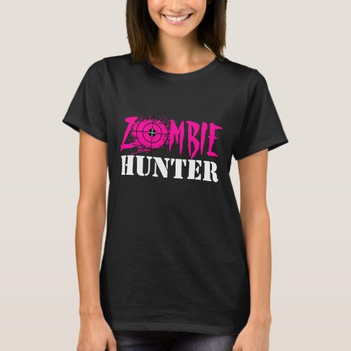 Pink zombie hunter t shirt for women and girls