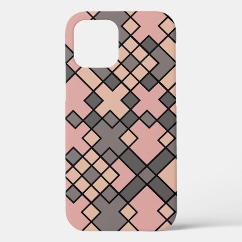 Pinka and purple black grids pattern iPhone 12 case