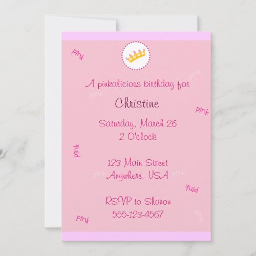Pinkalicious invitation