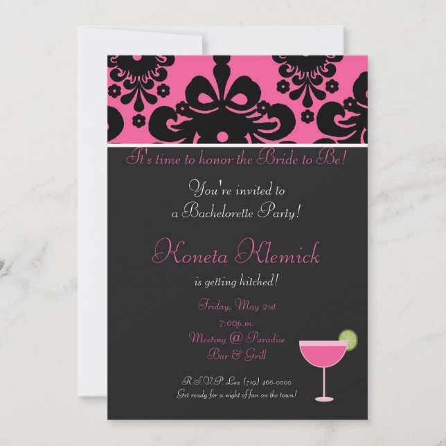 pinkblack copy, margarita, It's time to honor t... Invitation (Front)