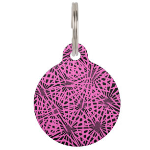 pinkblackanista floral pet ID tag