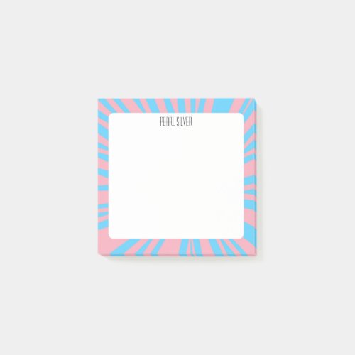 PinkBlue Stripes CUSTOM Chic Monogram Personalized Post_it Notes