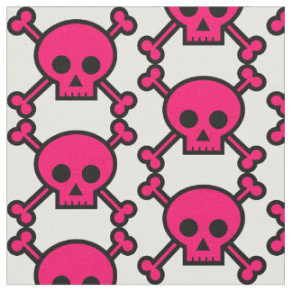 PINKDUGGERY - Hot Pink Skull & Crossbones Fabric