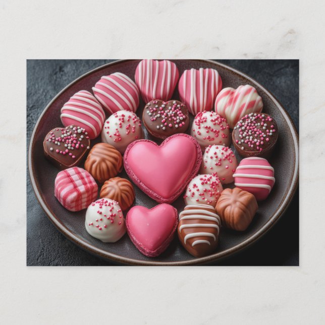 Pinke sweet chocolate Valentine's Day Postcard (Front)