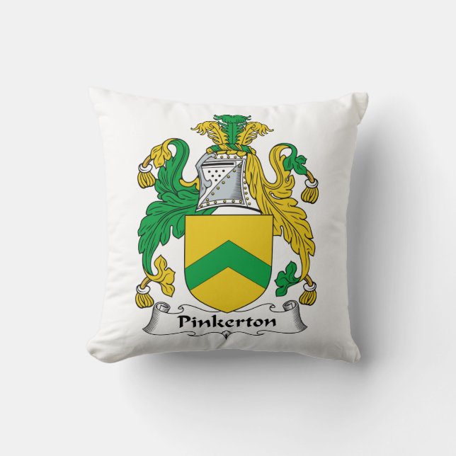 Pinkerton Family Crest Throw Pillow (Front)