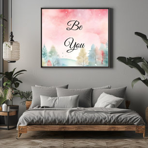 PinkFrosted watercolor Motivational quote Wall Art