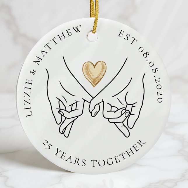 Pinkie Promise Heart Wedding Anniversary Photo Ceramic Ornament (Creator Uploaded)