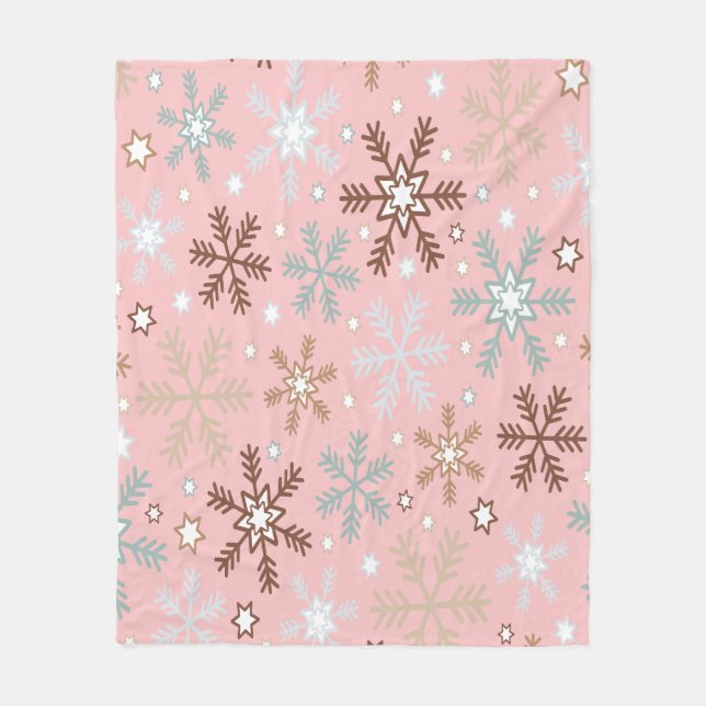 Pinkie Snowflake  Fleece Blanket (Front)