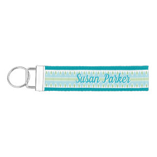 Pinking Stripe in Green and Aqua Wrist Keychain