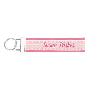 Pinking Stripe in Pink and Orange Wrist Keychain