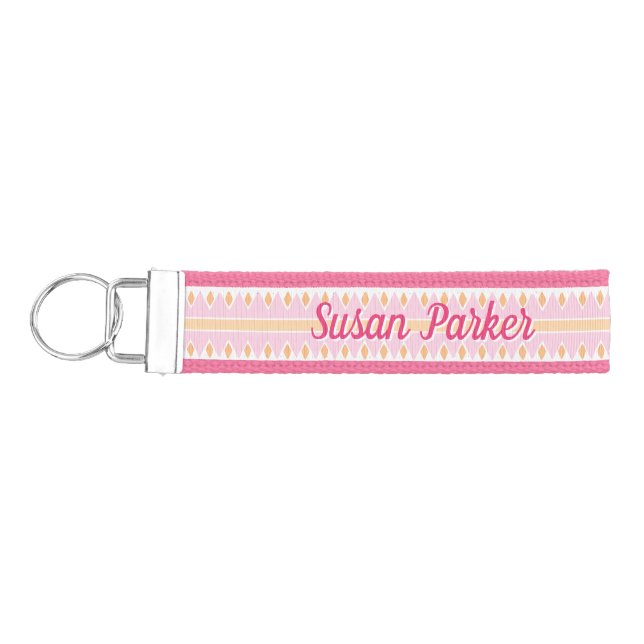 Pinking Stripe in Pink and Orange Wrist Keychain (Keys on Left)