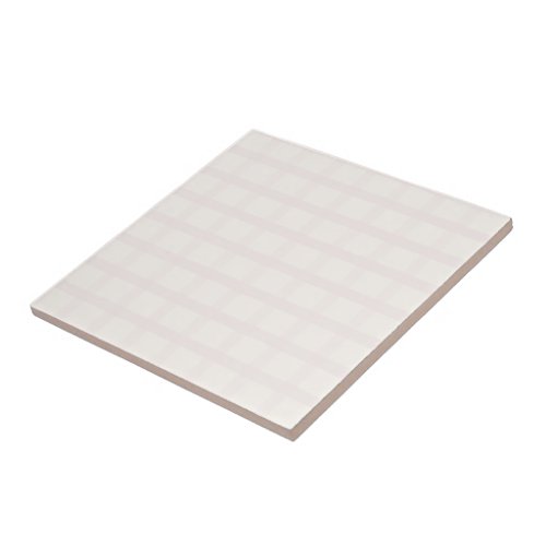 Pinkish Champagne And Creamy White Gingham Pattern Ceramic Tile