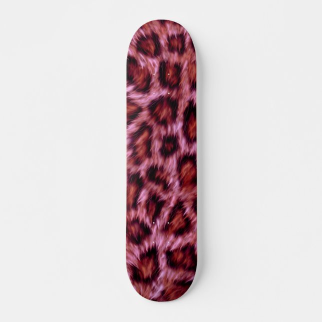 pinkish cheetah print skateboard (Front)