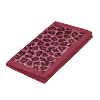 pinkish cheetah print trifold wallet