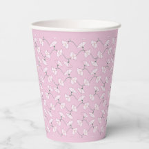 Pinkish Floral Flowers Pink Paper Cups