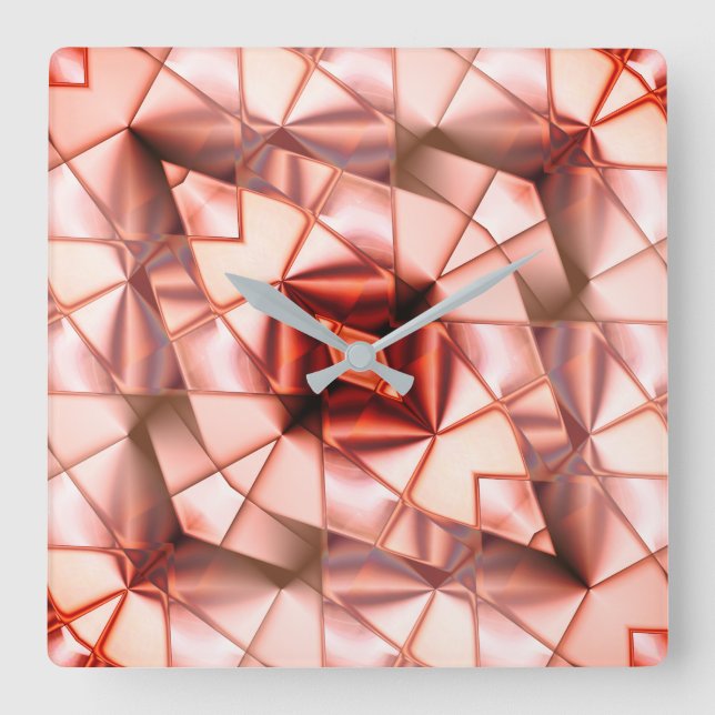 Pinkish gigantic 'pearl flowers', virtual drawing  square wall clock (Front)
