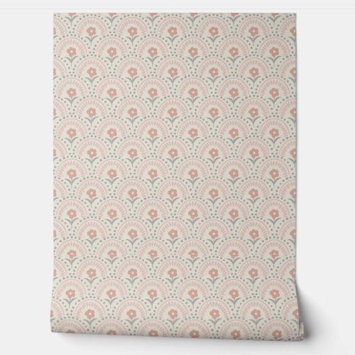Pinkish Gray Floral Pattern Wallpaper