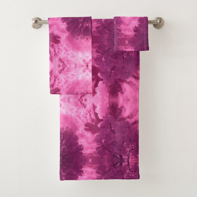Pinkish Hues Infrared Cloud Bath Towel Set (Insitu)