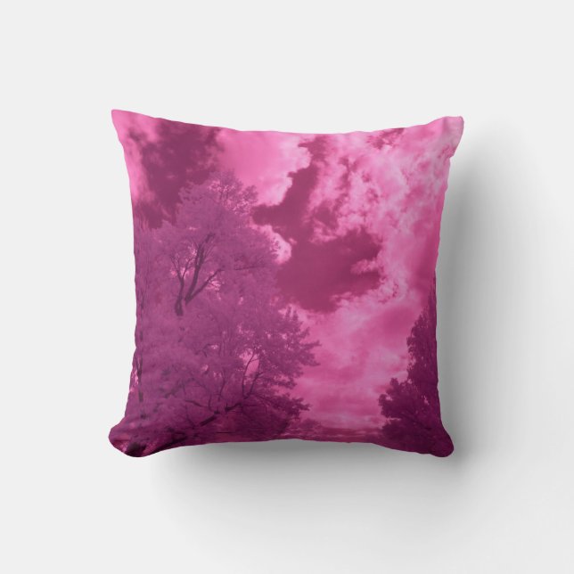 Pinkish Hues Infrared Cloud Throw Pillow (Front)