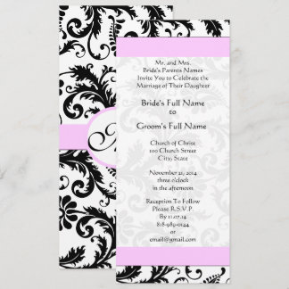 Pinkish Lavender  Damask Swirls Wedding Invitation
