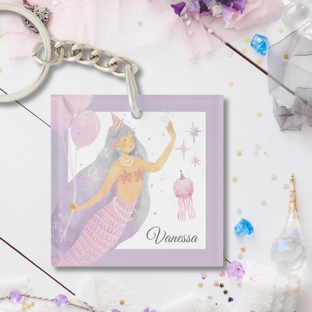 Pinkish Lavender Mermaid Party Adventure Keychain (Creator Uploaded)