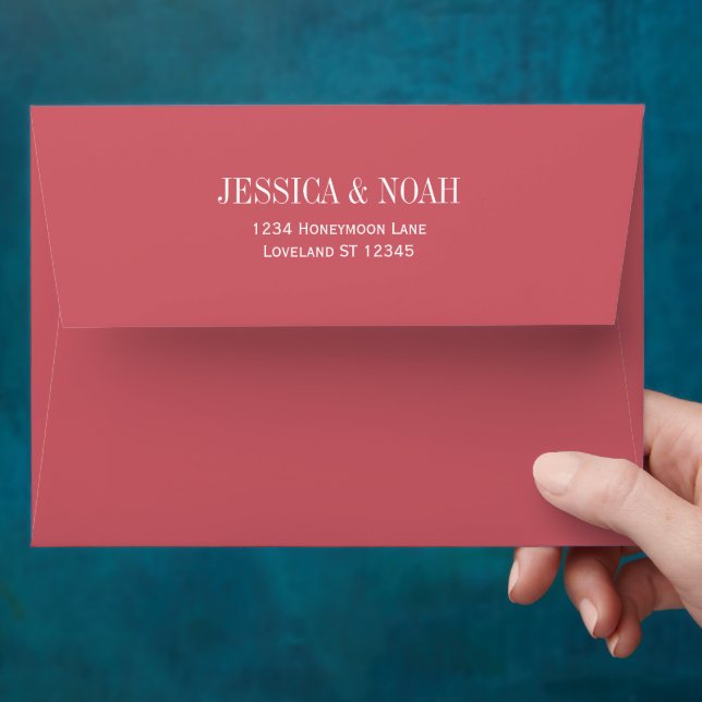Pinkish Red Simple Modern Wedding  Envelope (Hand)