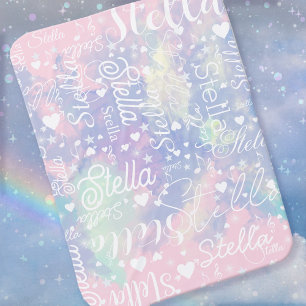 Pinkish Watercolor Hearts Stars and Music Cute Baby Blanket