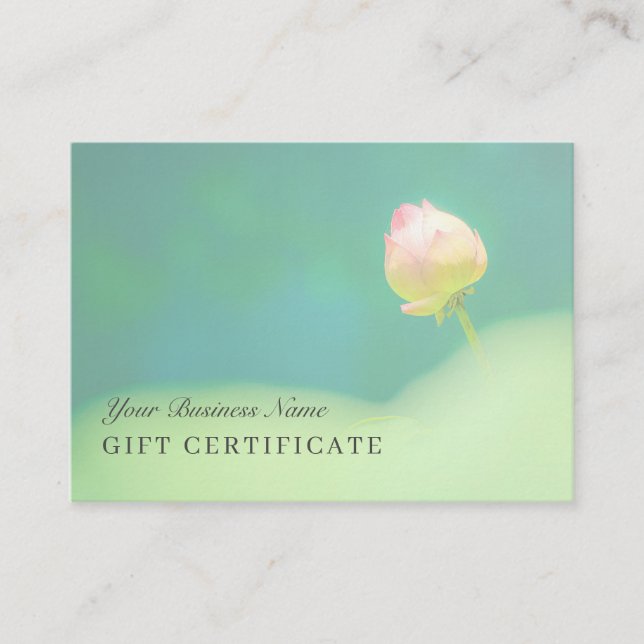 © Pinkish White Lotus Greenery Gift Certificate (Front)