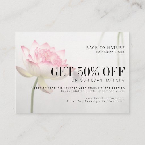 ©Pinkish White Lotus Holistic Health Discount Business Card Zazzle