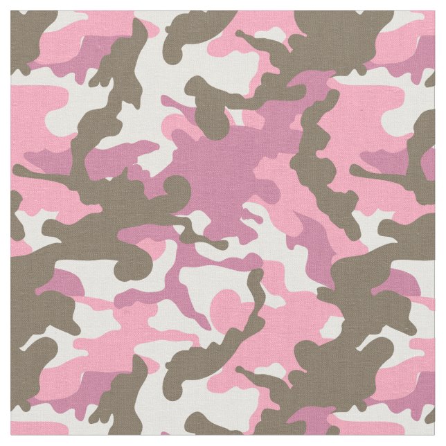Pinkj, white and light brown Camo Fabric (Close Up)