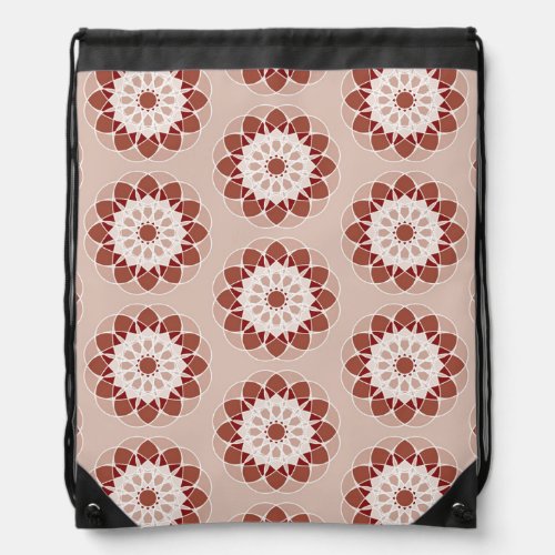 Pinkk and Burgundy Floral Mandala Pattern Drawstring Bag