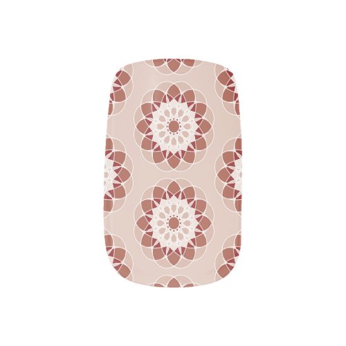 Pinkk and Burgundy Floral Mandala Pattern Minx Nail Art