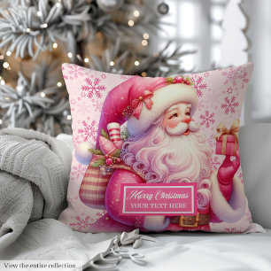 Pinkmas Christmas Pillow Personalized Pink Santa