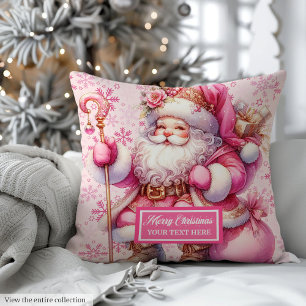 Pinkmas Christmas Pillow with Custom Name Pink