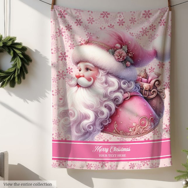 Pinkmas Personalized Girls Blanket Santa Claus (Pinkmas Personalized Girls Blanket Santa Claus)