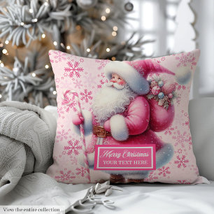 Pinkmas Personalized Pillow with Santa Christmas