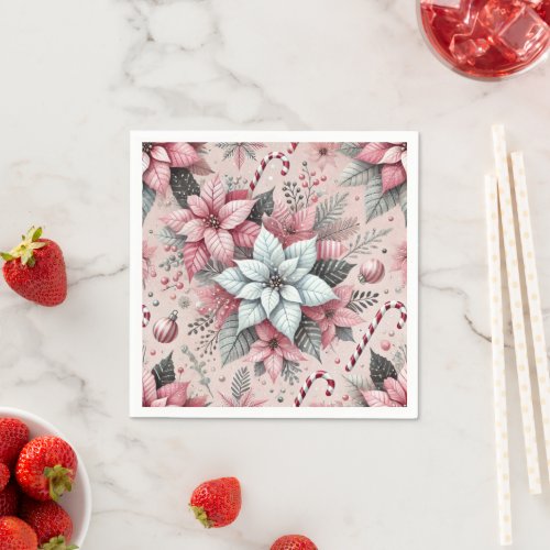 Pinkmas Poinsettia &amp; Peppermints Découpage Napkins